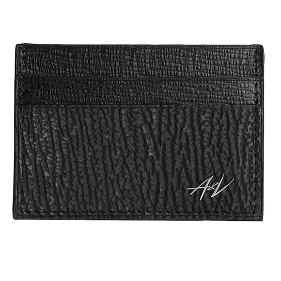 Exotic Shark Leather Card Case – Minimalist Old Black Style - Picture 1 of 4